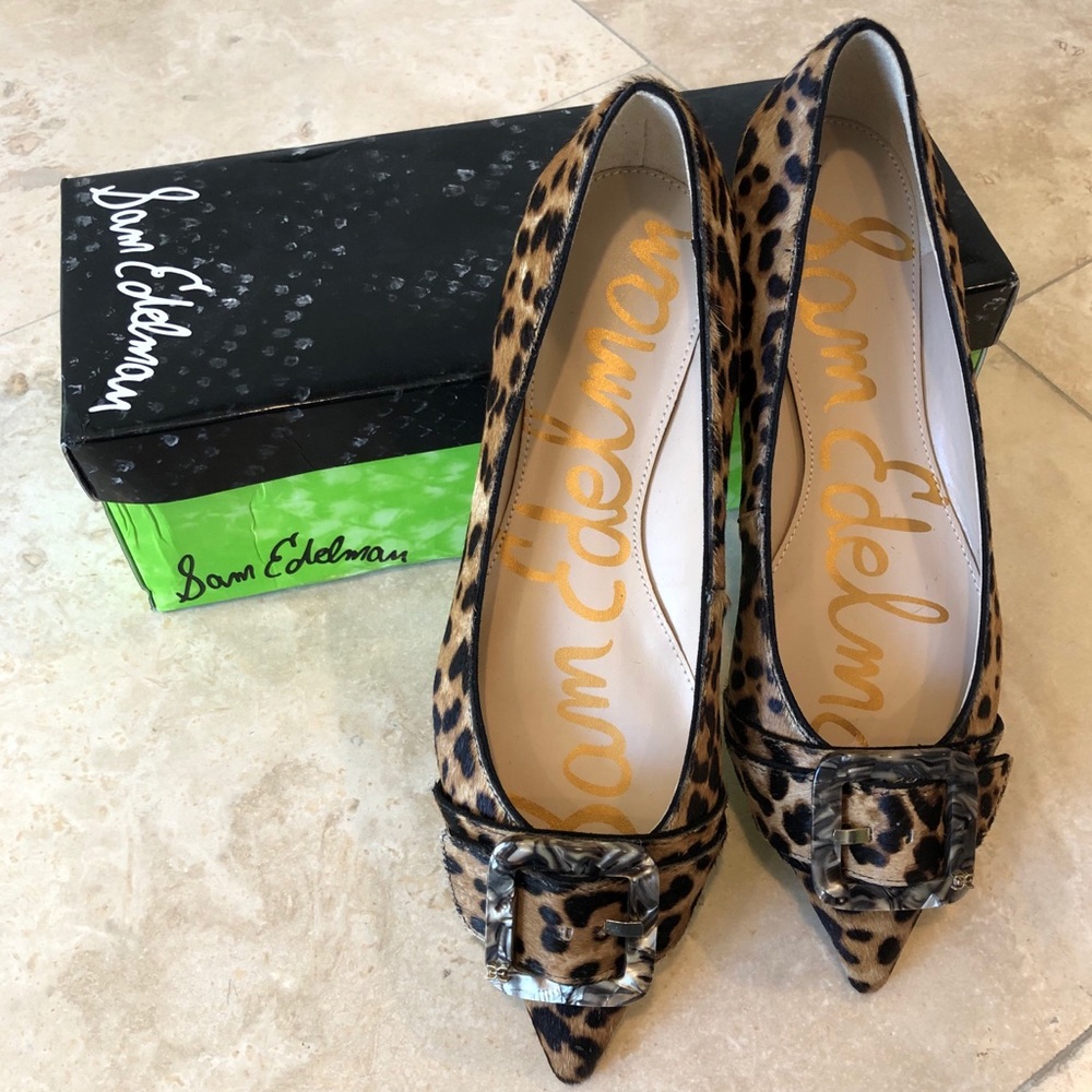 2xHP Sam Edelman Leopard Print Pointed Toe Flats - Picture 3 of 7